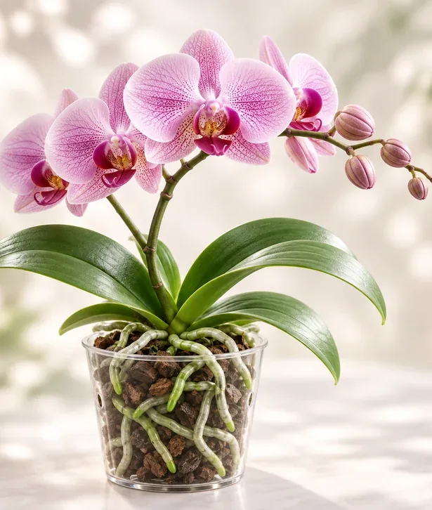 Phalaenopsis orchid with fully open blooms