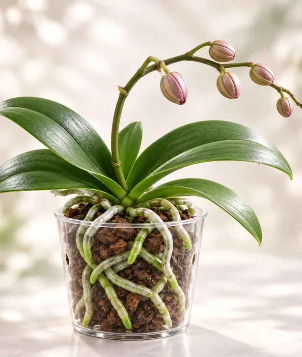 Phalaenopsis flower spike with developing buds